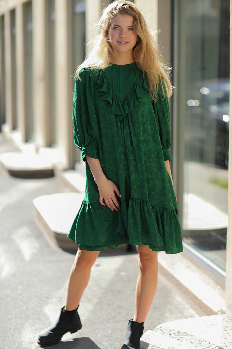 Jaquard dress emerald – Ting