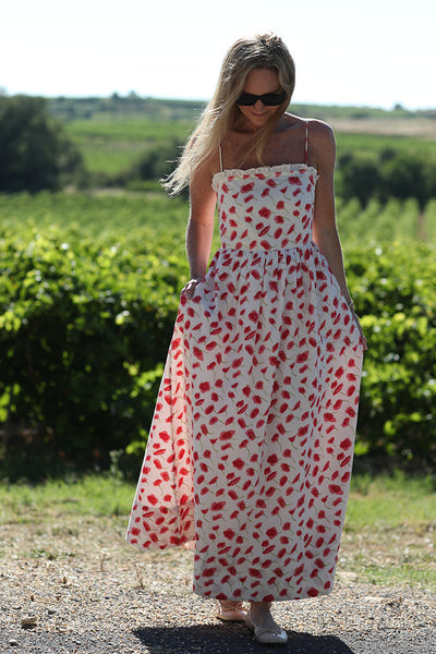 Linen strap dress romance petal