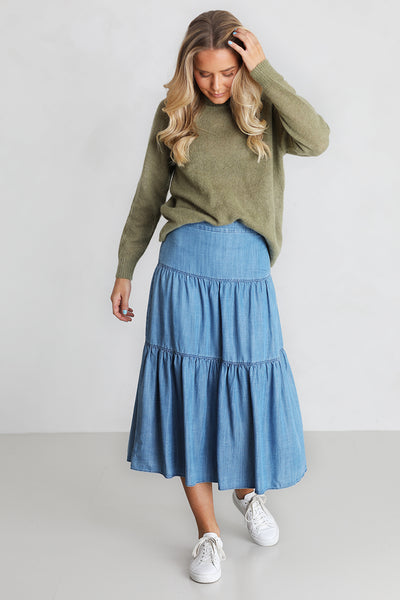 Sierra tensel denim skirt